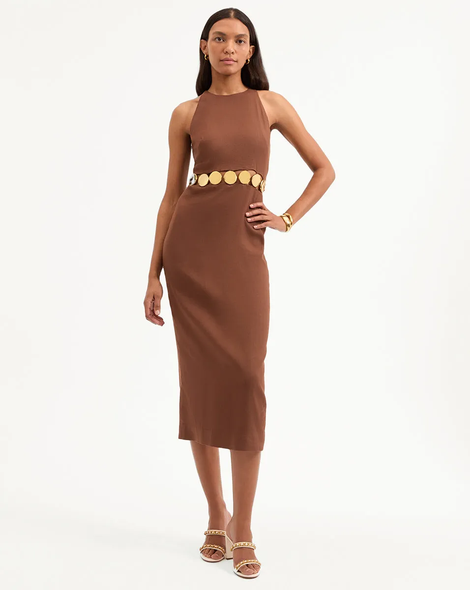 Isla Gold Medallion Midi Dress sold by Ulla Johnson