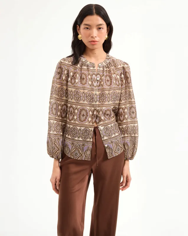 Ashlynn Silk-Linen Blouse sold by Ulla Johnson