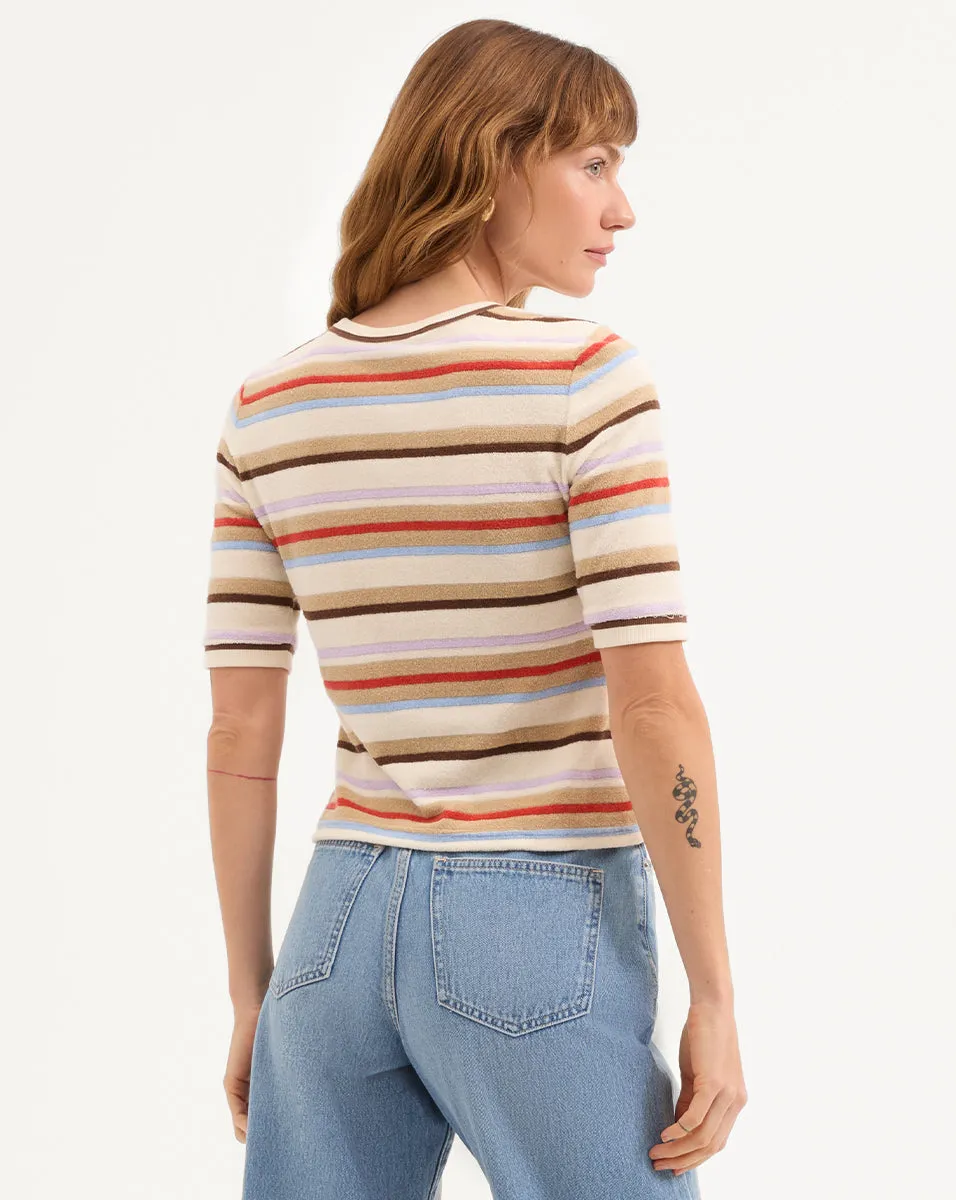 Brendan Striped Short-Sleeve Cardigan sold by Ulla Johnson product image thumbnail 4