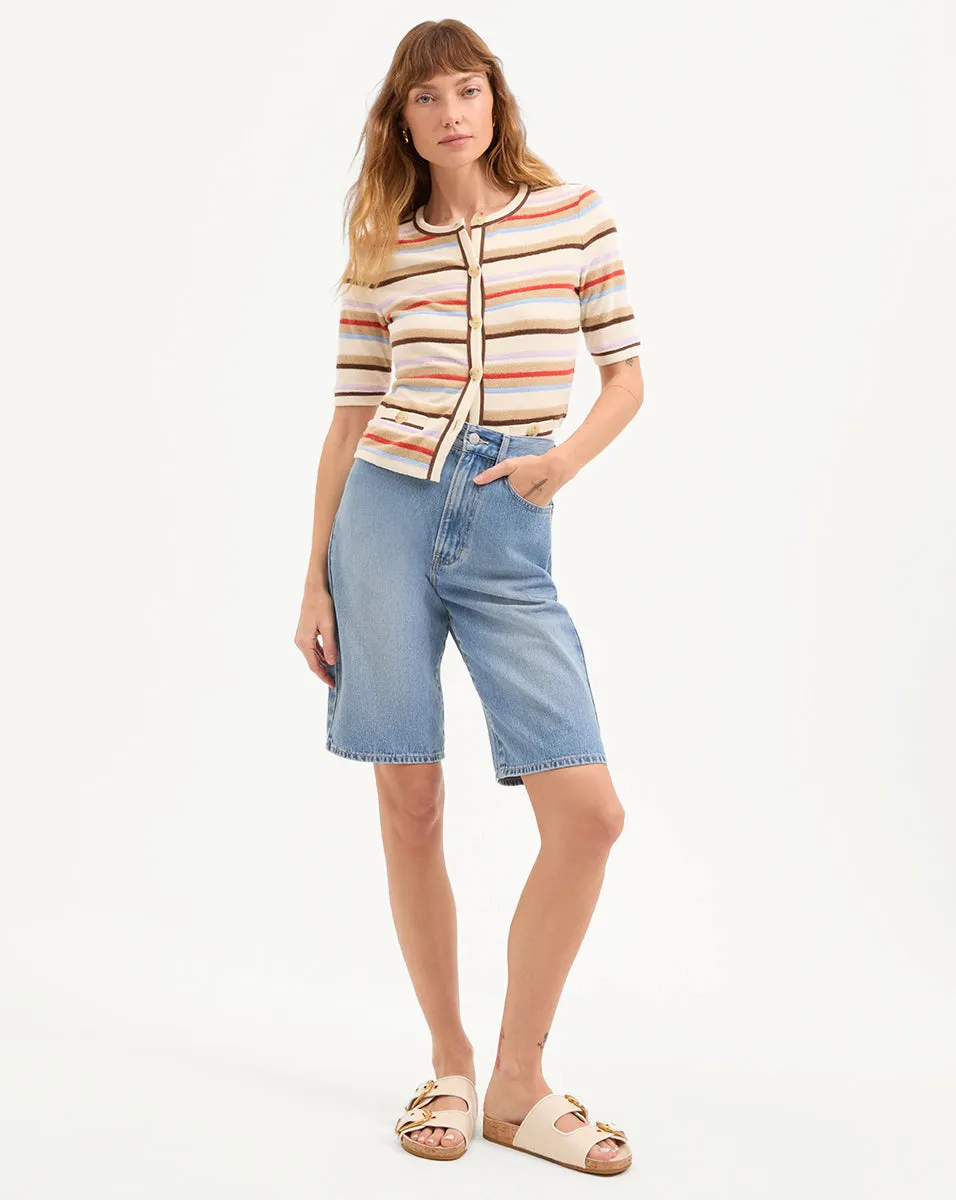Brendan Striped Short-Sleeve Cardigan sold by Ulla Johnson product image thumbnail 2