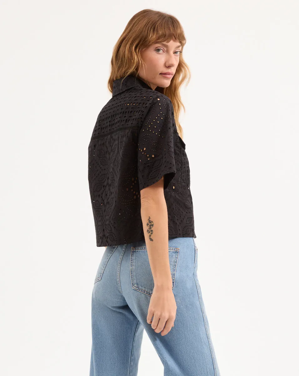 Spruce Eyelet Short-Sleeve Button-Down sold by Ulla Johnson product image thumbnail 3