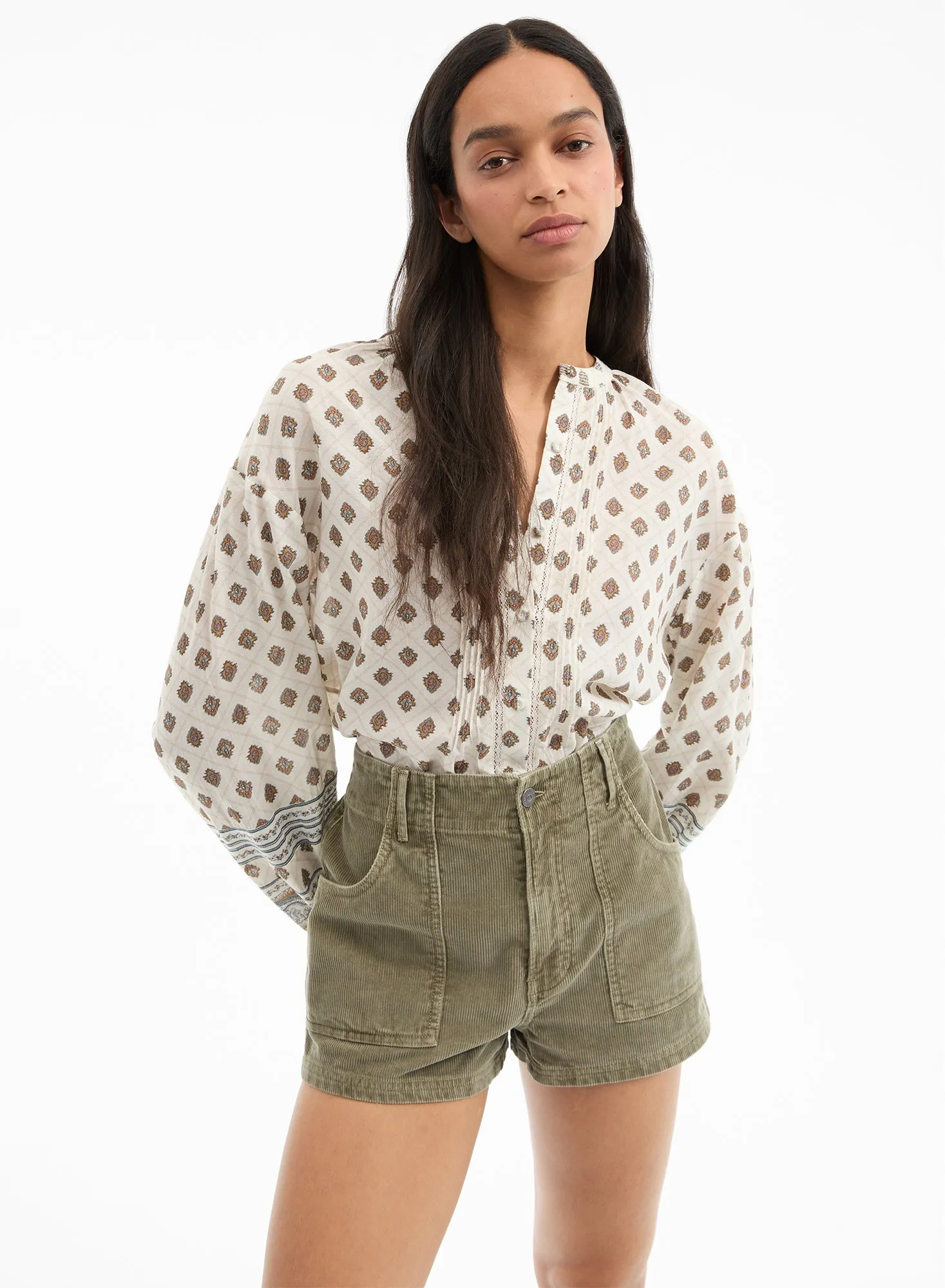 Lollie Paisley Button-Down Blouse sold by Ulla Johnson
