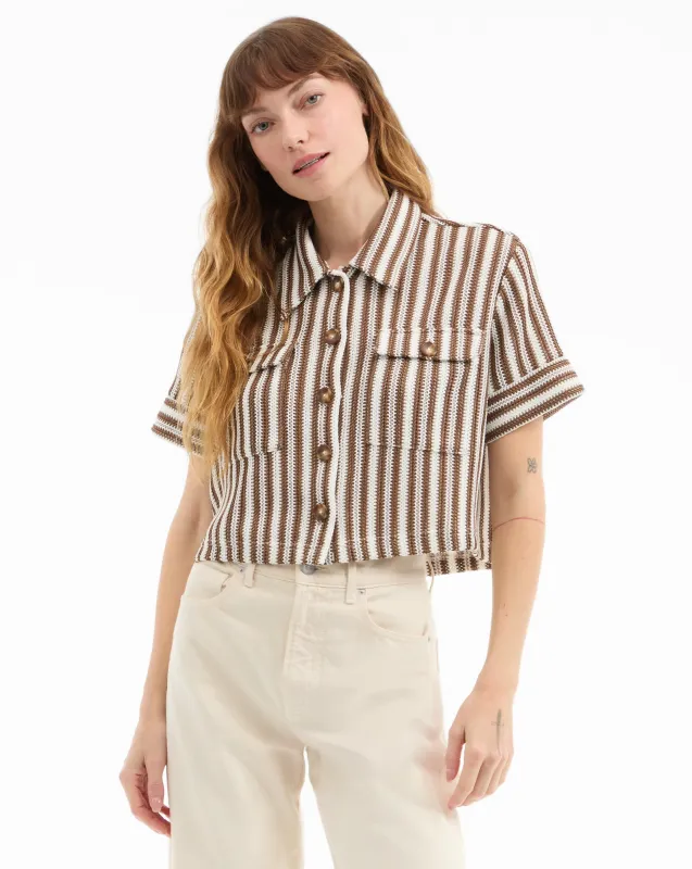 Bouvier Knit Button-Down Shirt made by Veronica Beard