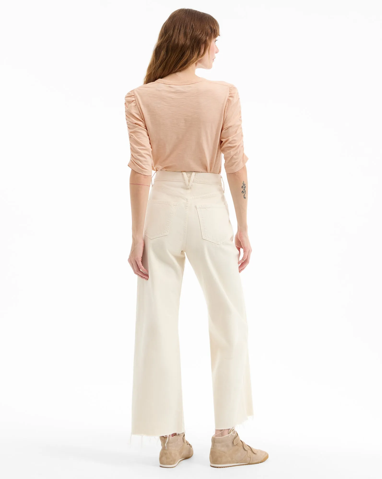 Waldorf Ruched-Sleeve Slub T-Shirt sold by Ulla Johnson product image thumbnail 4