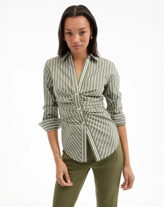 Devra Striped Button-Down Shirt sold by Ulla Johnson