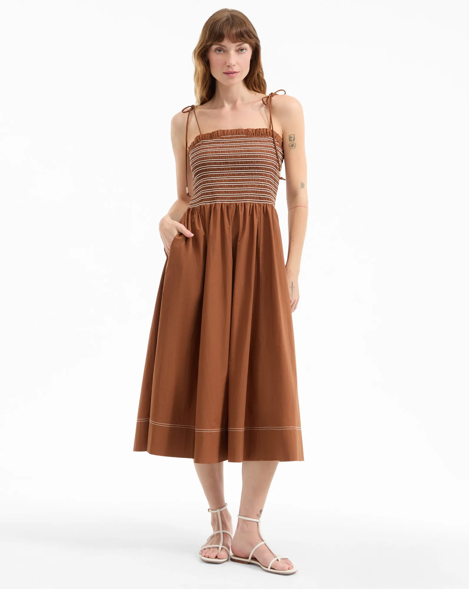 Kaela Smocked Midi Dress sold by Ulla Johnson