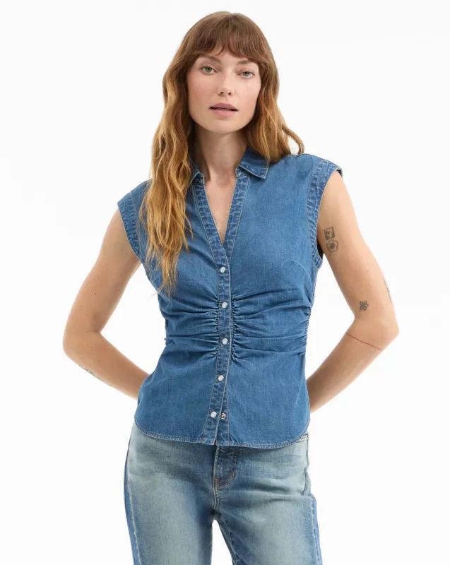 Sera Denim Button-Down Shirt sold by Ulla Johnson