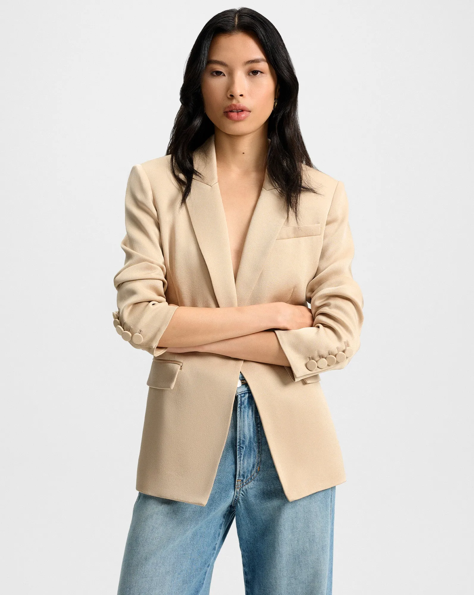 Long and Lean Satin Dickey Jacket sold by Ulla Johnson