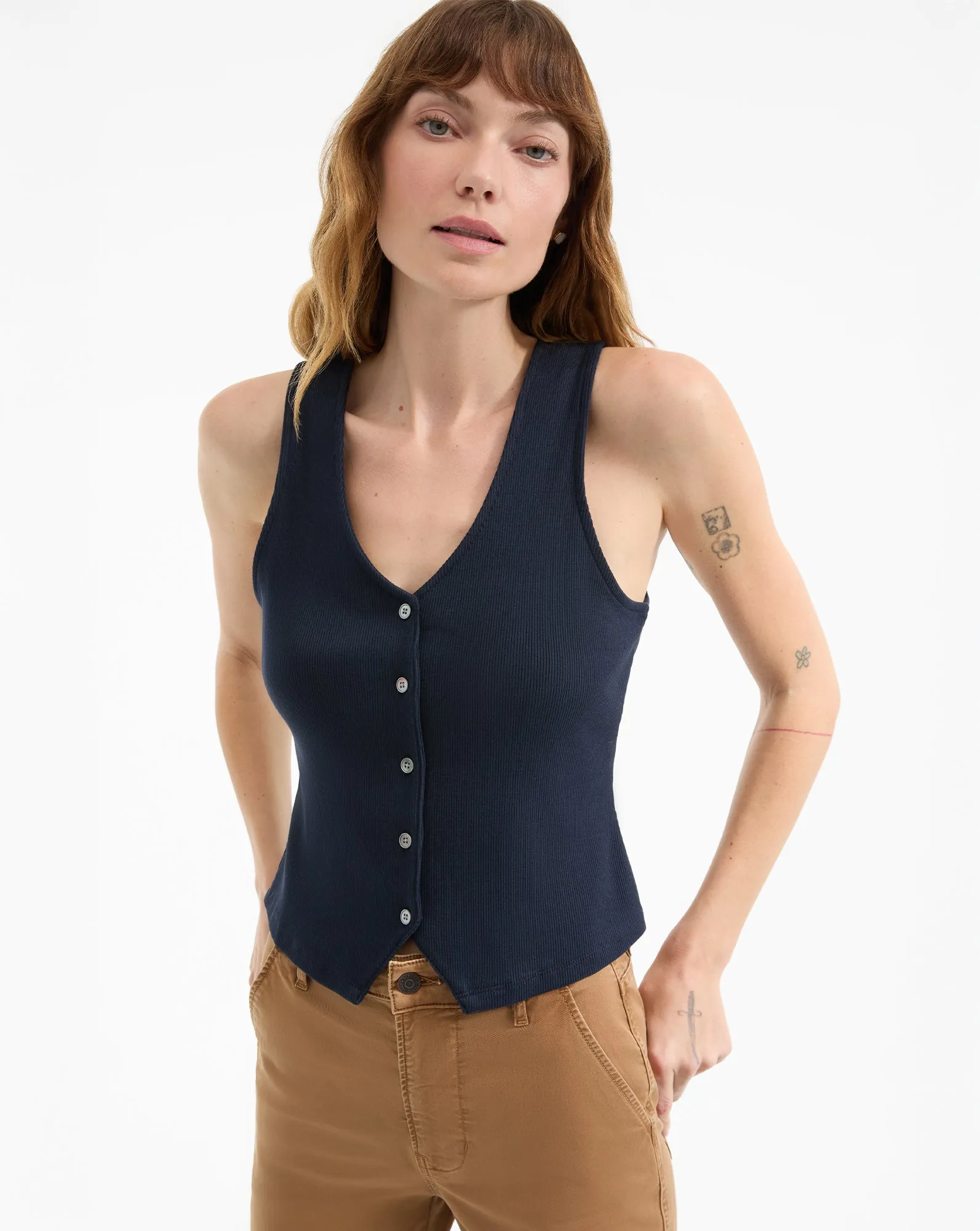 Hoorne Button-Down Tank Top sold by Ulla Johnson