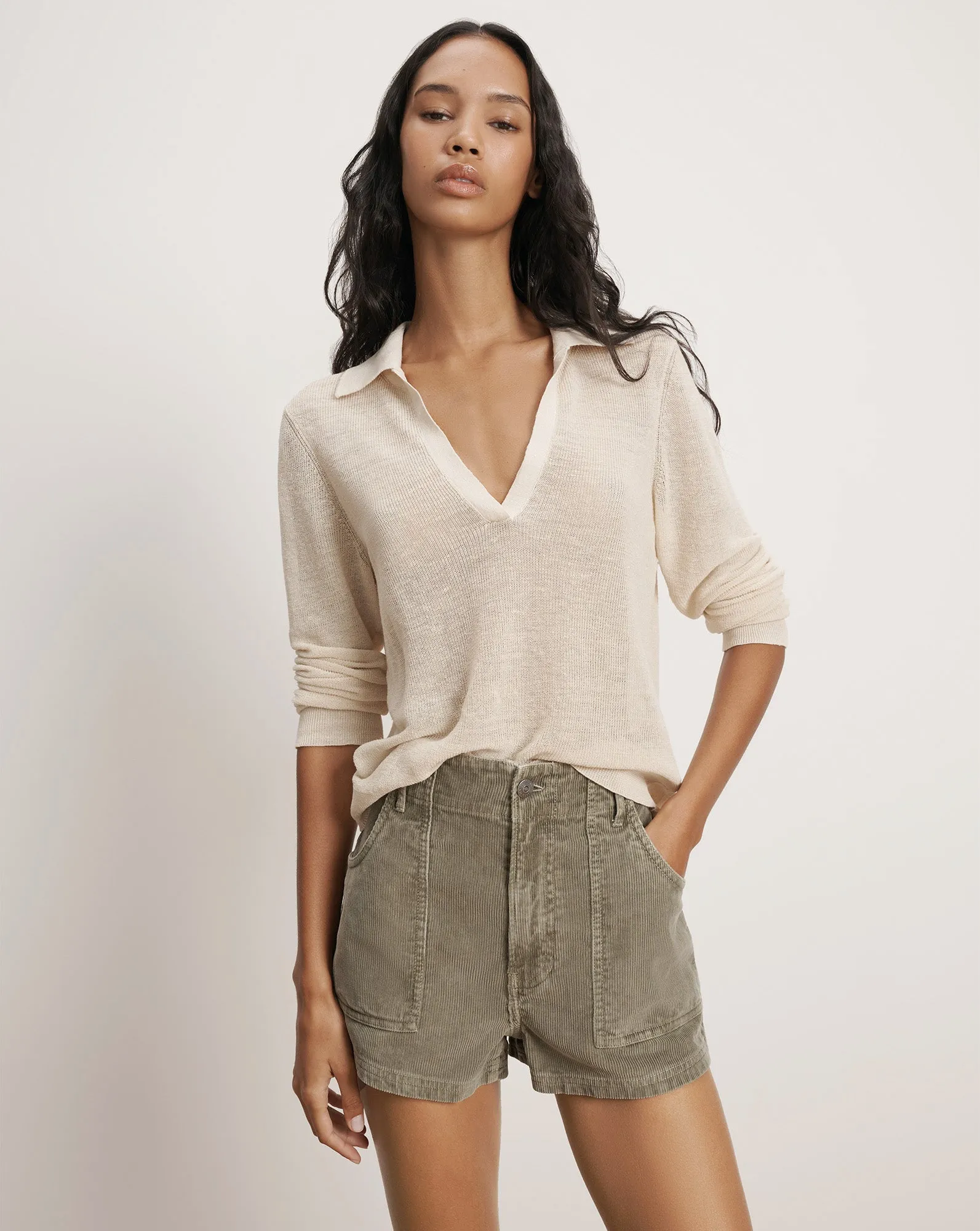 Issa Knit Long-Sleeve Polo sold by Ulla Johnson