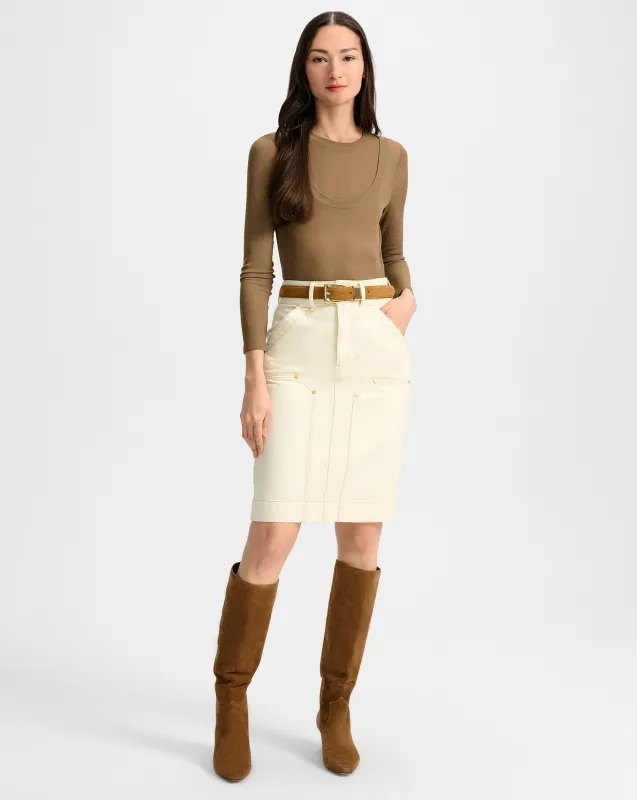 Rian Denim Midi Skirt sold by Ulla Johnson