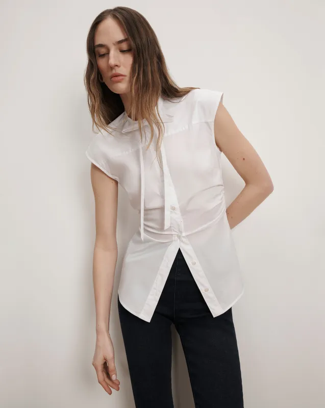 Joon Tie-Neck Button-Down Blouse sold by Ulla Johnson