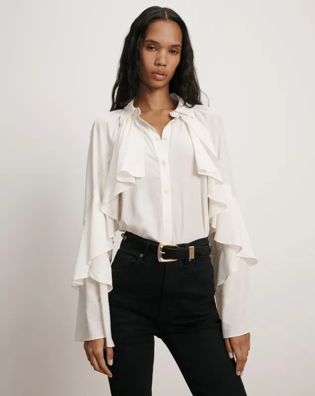 Demaris Ruffled Button-Down Blouse made by Veronica Beard