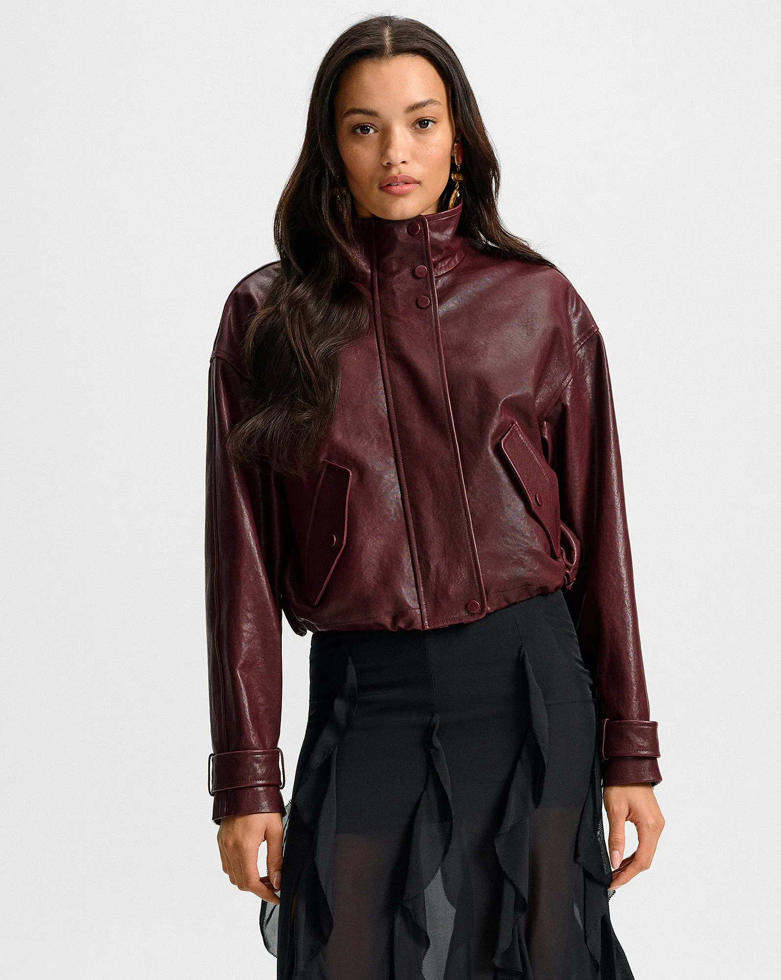 Bateman Cropped Leather Jacket sold by Ulla Johnson