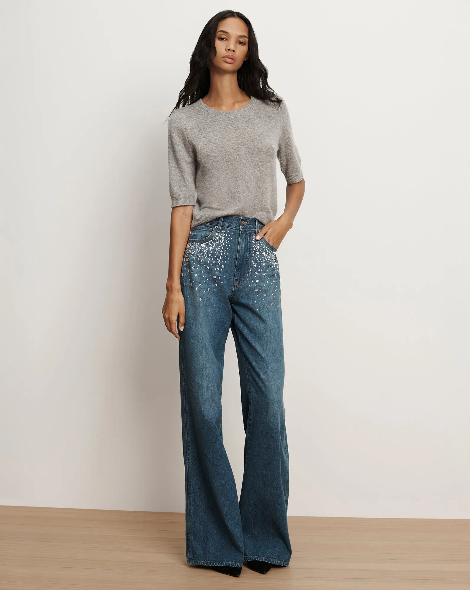 Kasey Crystal Wide-Leg Jean sold by Ulla Johnson