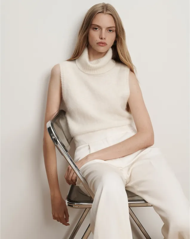 Mazzy Brushed Cashmere Sleeveless Sweater made by Veronica Beard