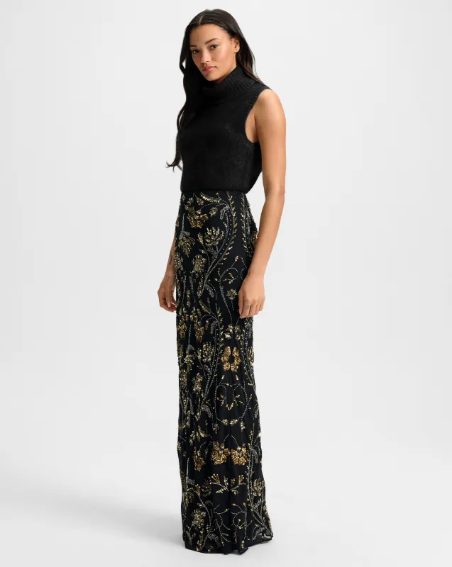 Medina Floral-Embellished Maxi Skirt made by Veronica Beard