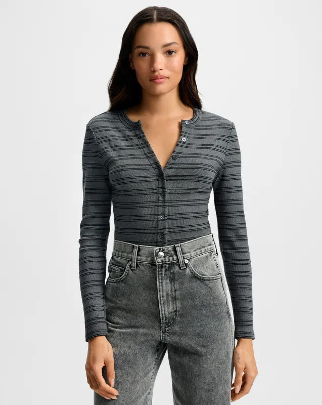 Dilia Striped Button-Down T-Shirt sold by Ulla Johnson