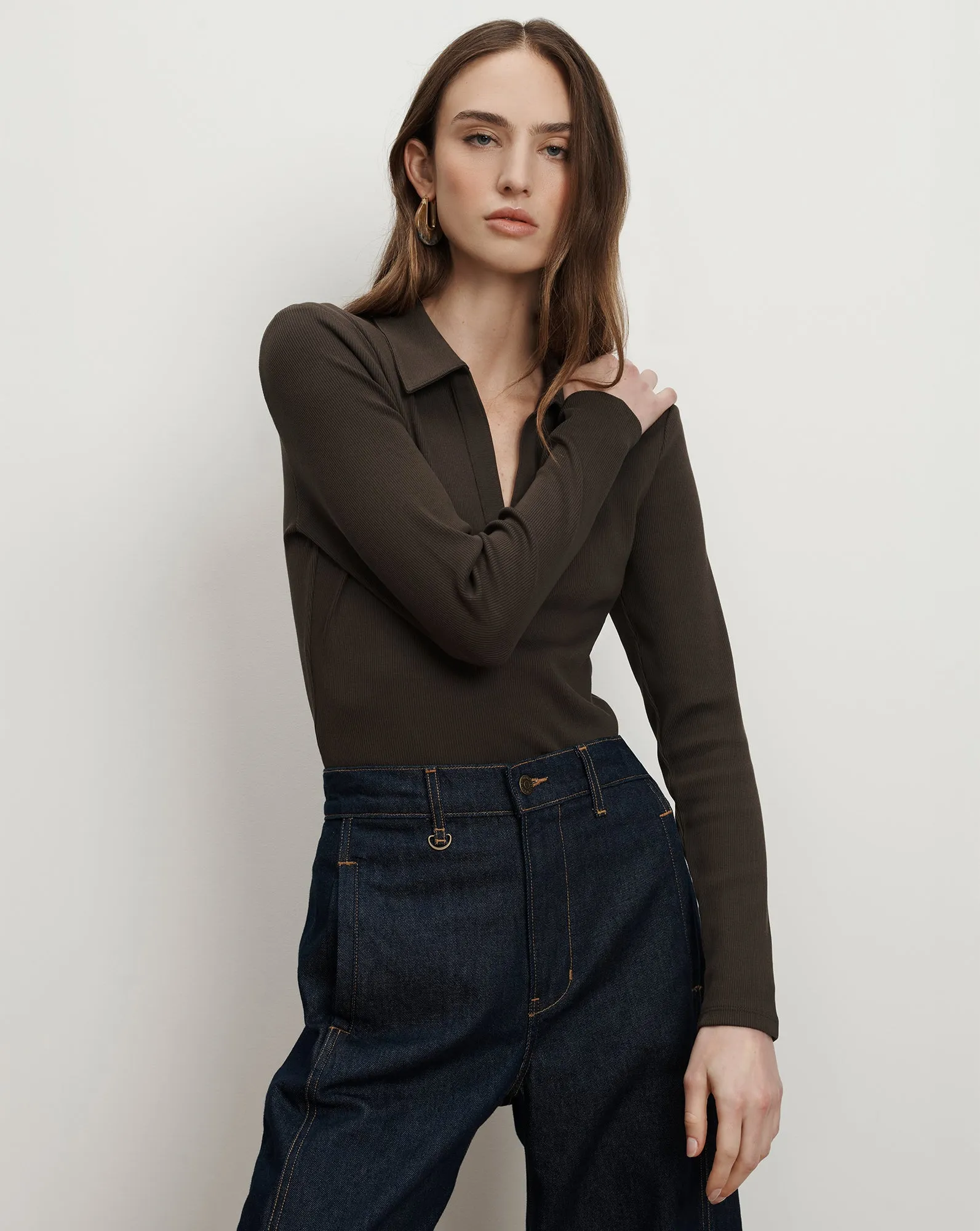 Kearney Long-Sleeve Polo sold by Ulla Johnson