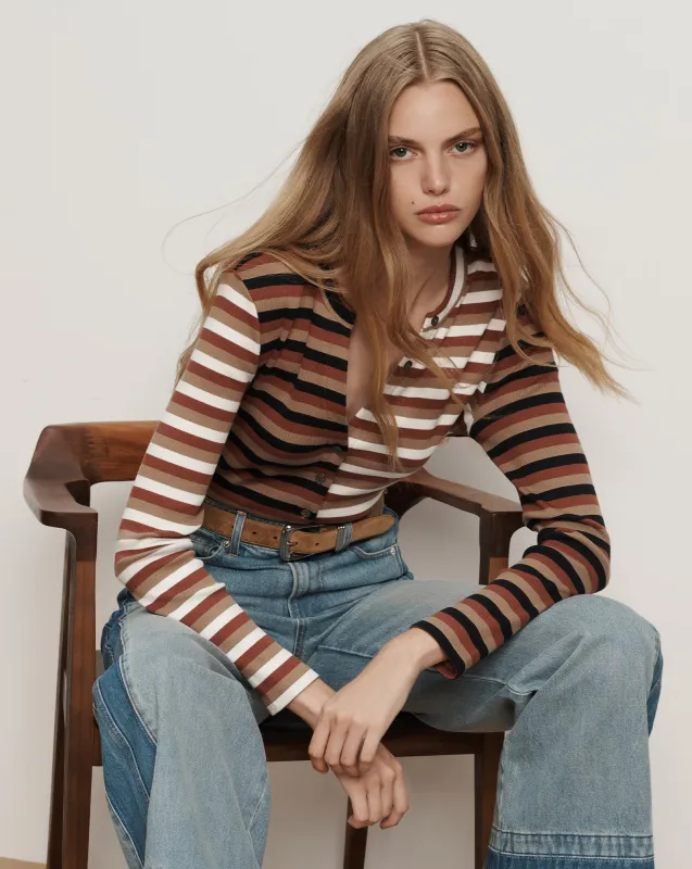 Dilia Striped Button-Down T-Shirt sold by Ulla Johnson