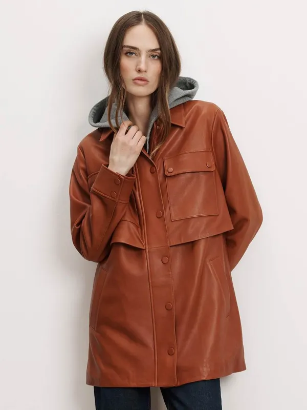 Liora Leather Utility Dickey Coat made by Veronica Beard