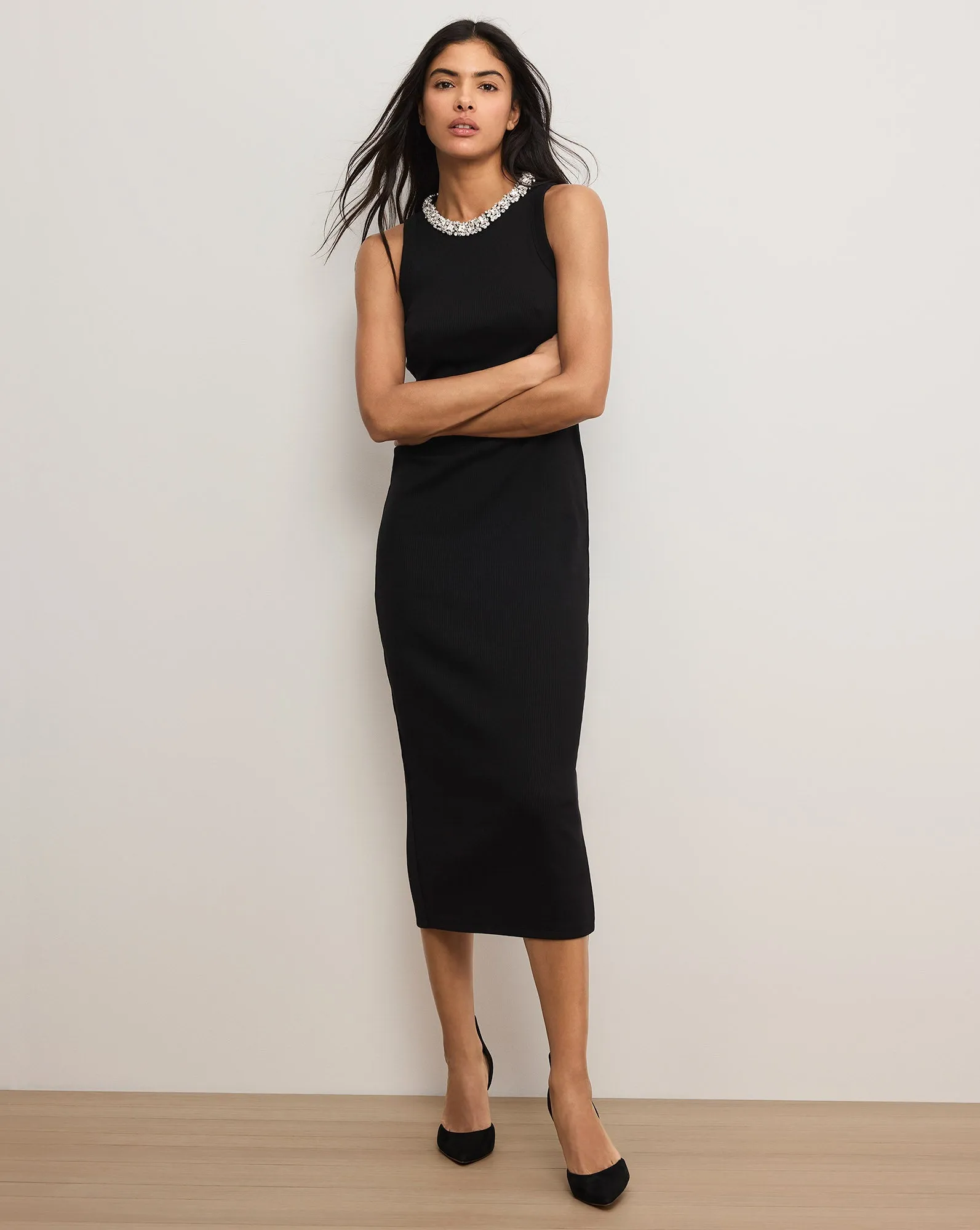 Jordyn Embellished-Collar Midi Dress sold by Ulla Johnson