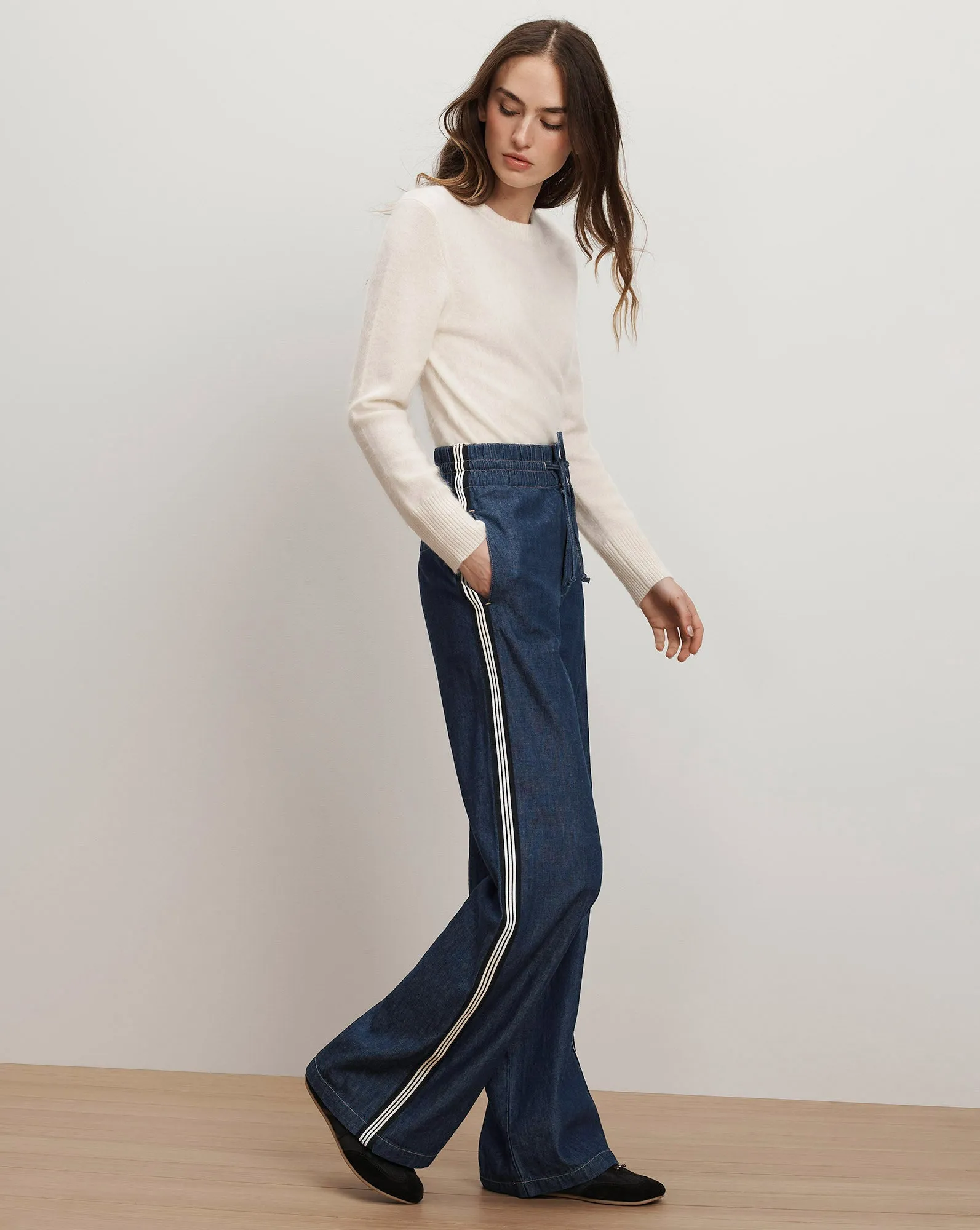 Taylor Track-Stripe Wide-Leg Jean sold by Ulla Johnson product image thumbnail 3