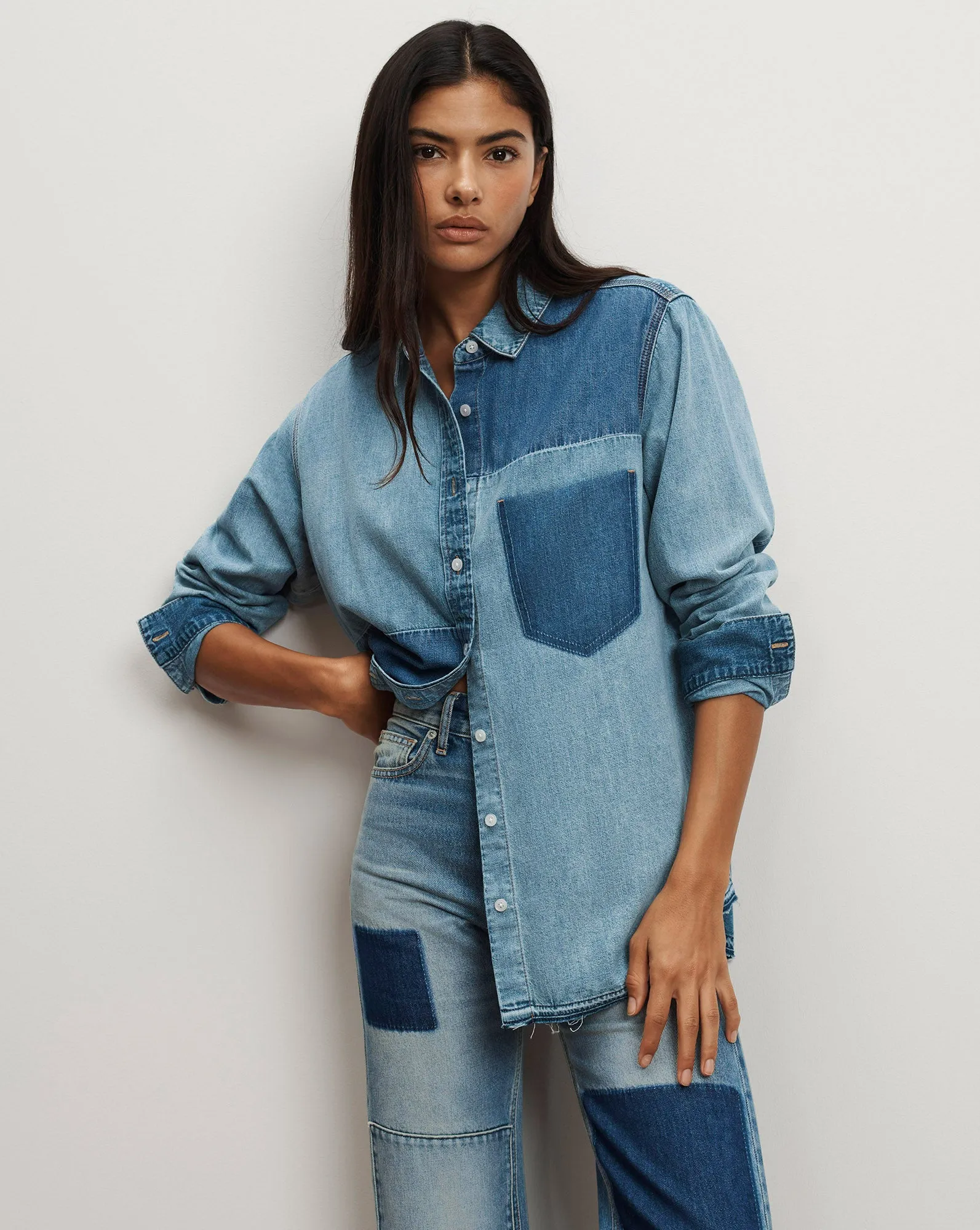 Dalma Denim Button-Down Shirt sold by Ulla Johnson