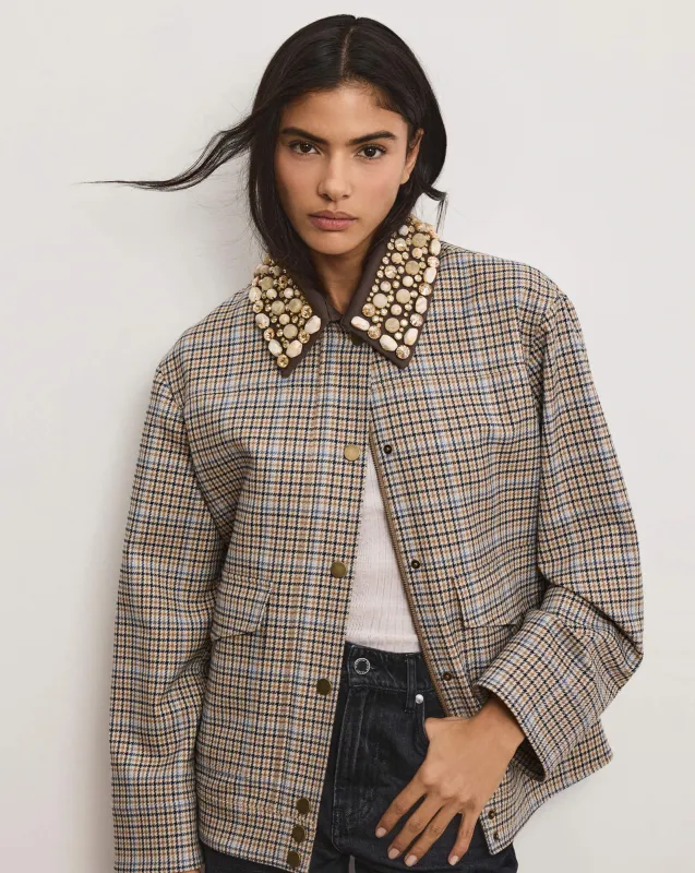 Kasper Plaid Chore Jacket made by Veronica Beard