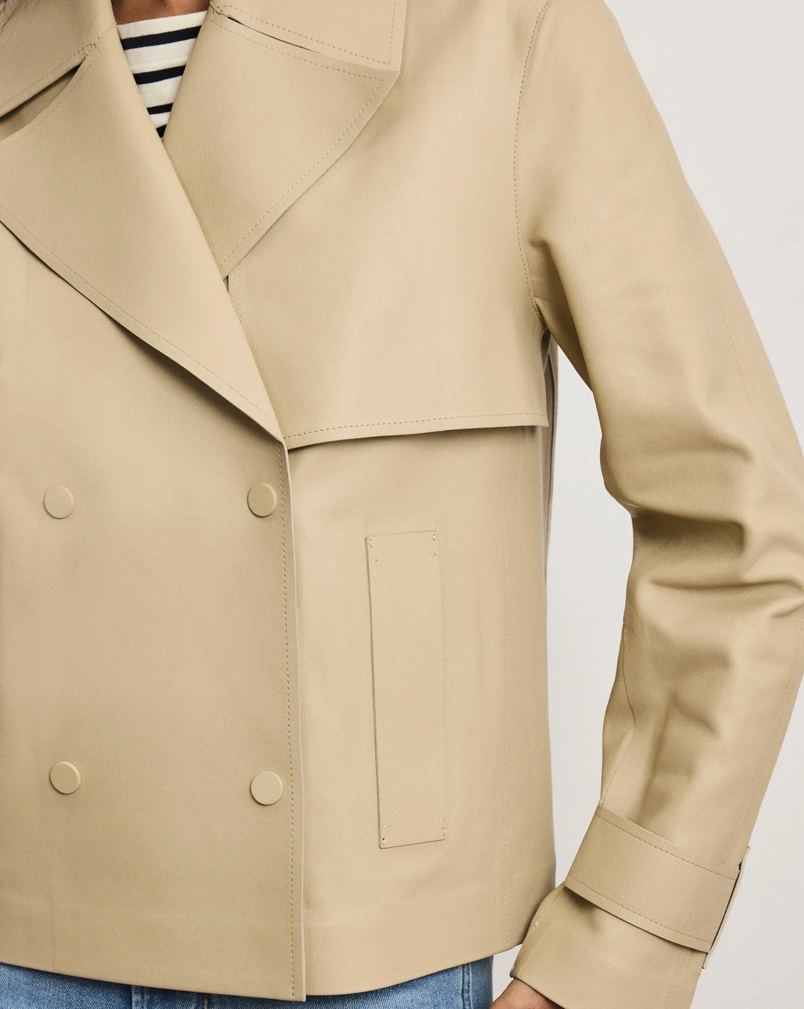 Heathcliff Cropped Leather Trench Coat sold by Ulla Johnson product image thumbnail 5