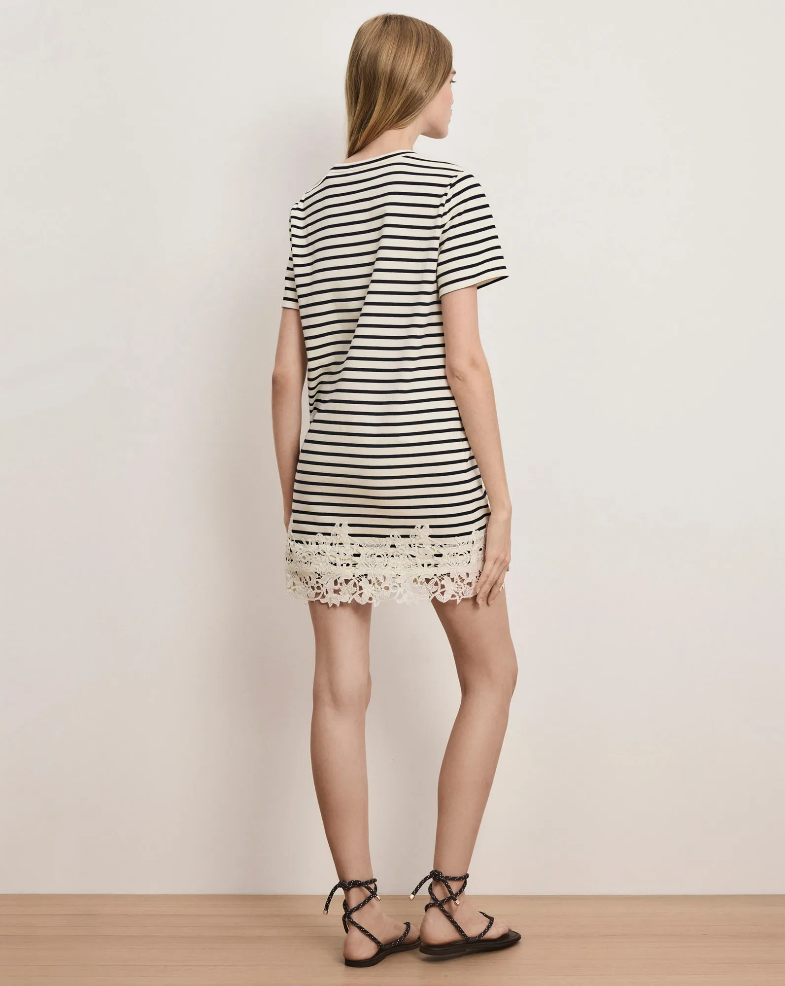 Rhue Striped Lace-Hem Mini Dress sold by Ulla Johnson product image thumbnail 5
