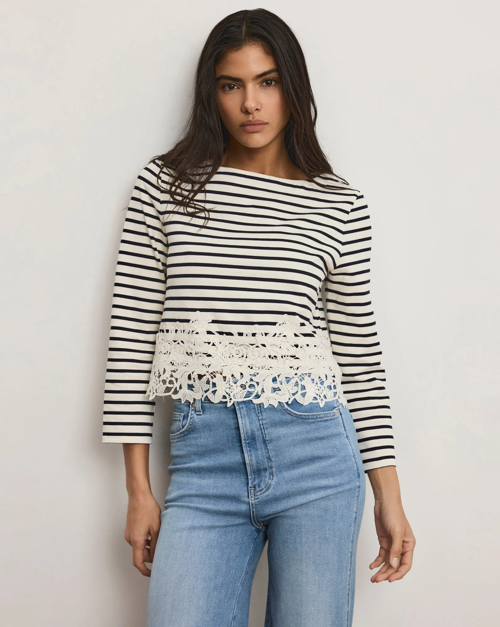 Hovey Striped Lace T-Shirt sold by Ulla Johnson