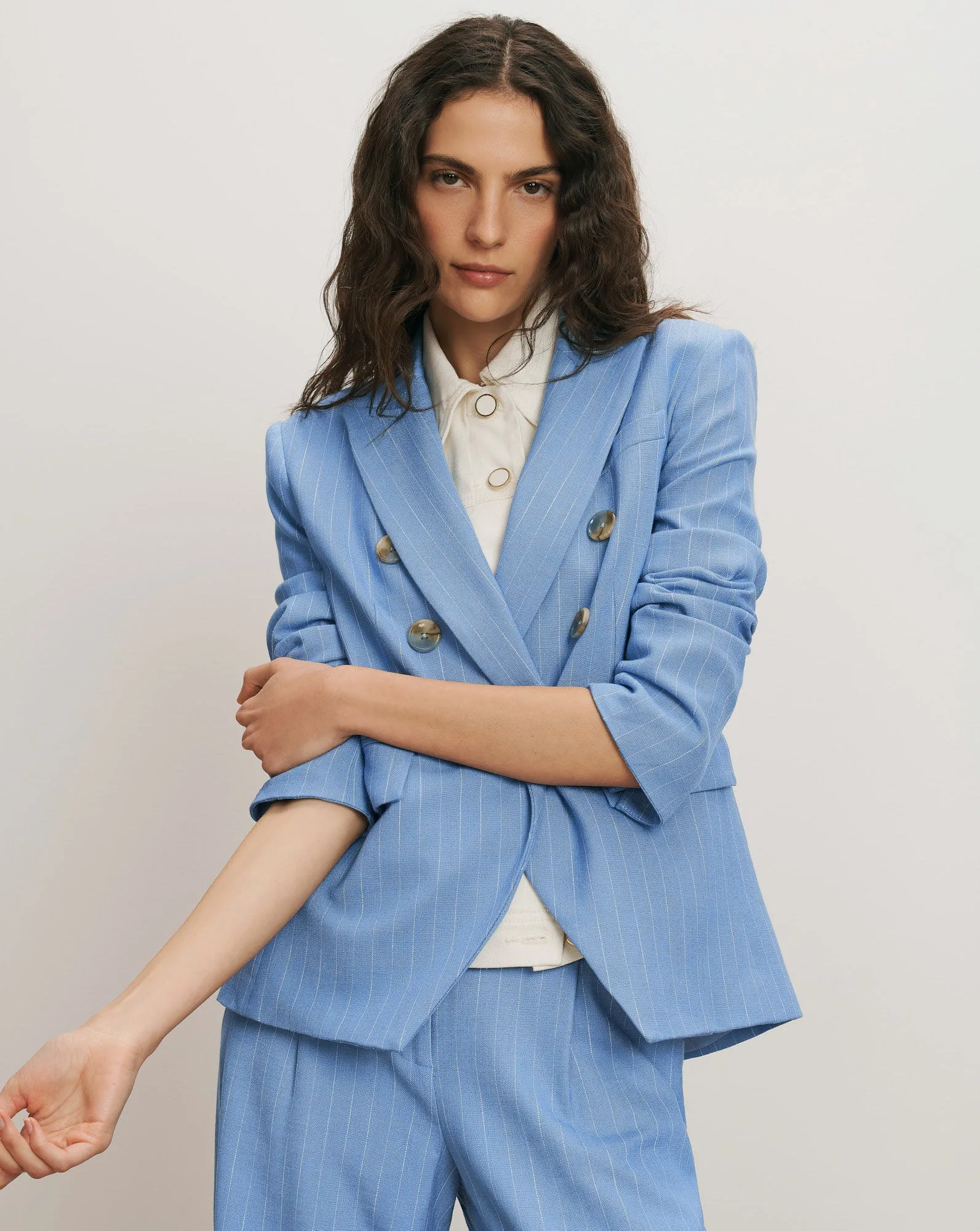 Miller Pinstripe Dickey Jacket sold by Ulla Johnson