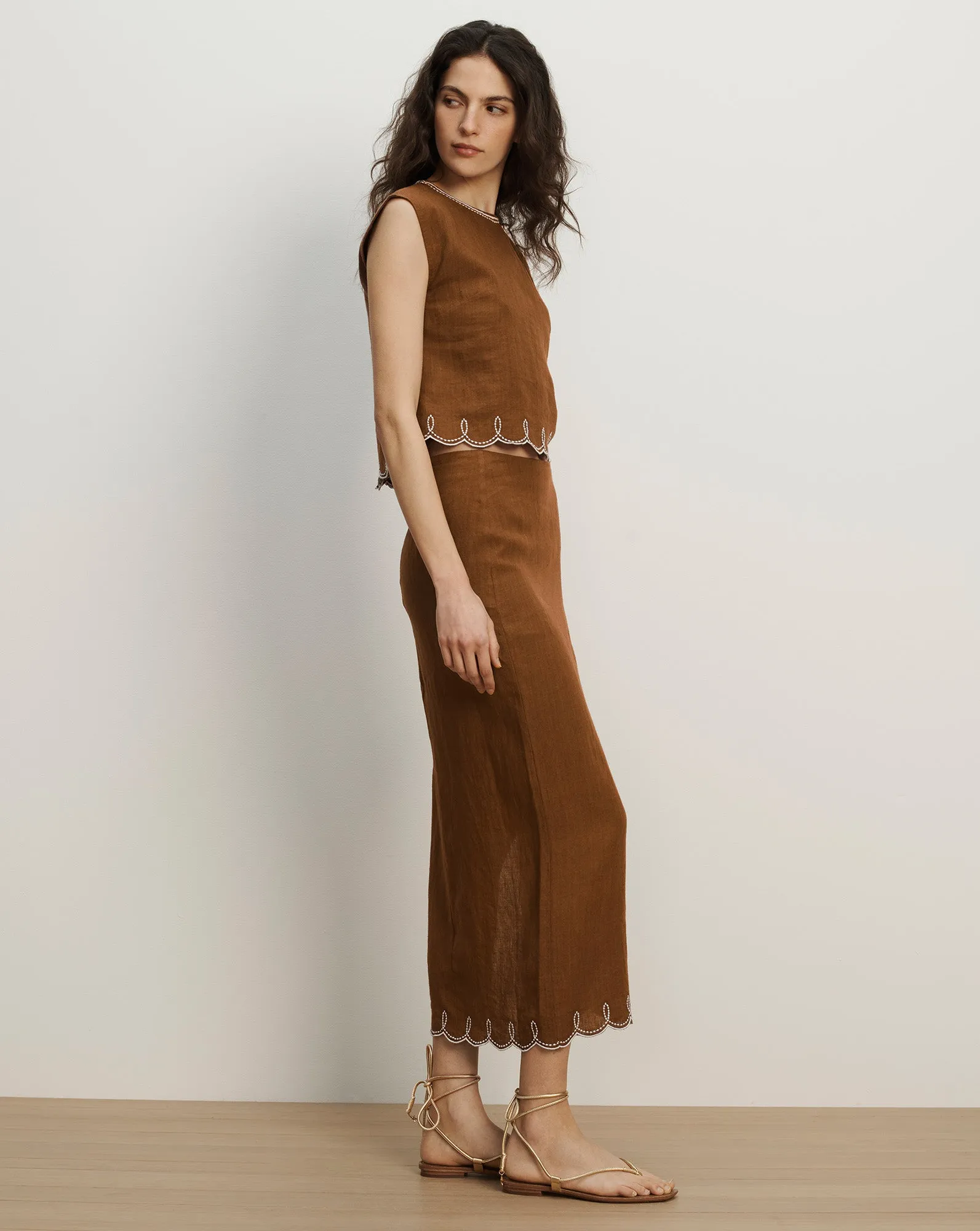 Malou Linen Midi Skirt sold by Ulla Johnson product image thumbnail 3