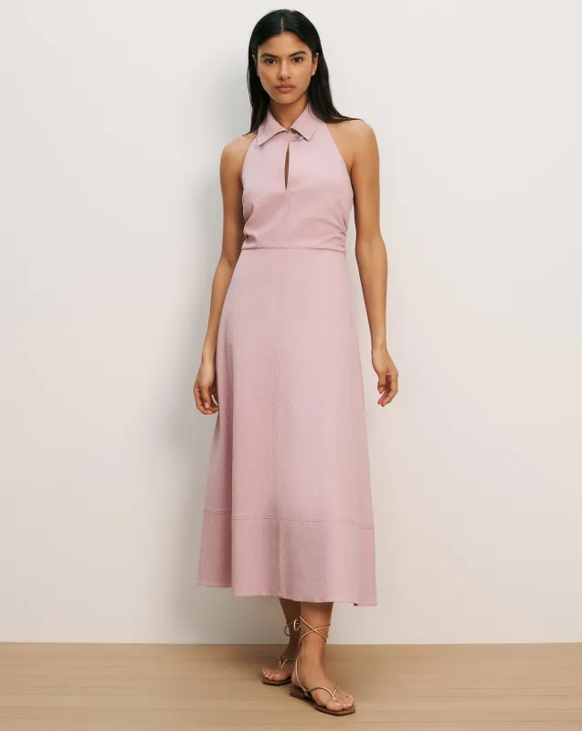 Mackey Seersucker Halter Midi Dress made by Veronica Beard