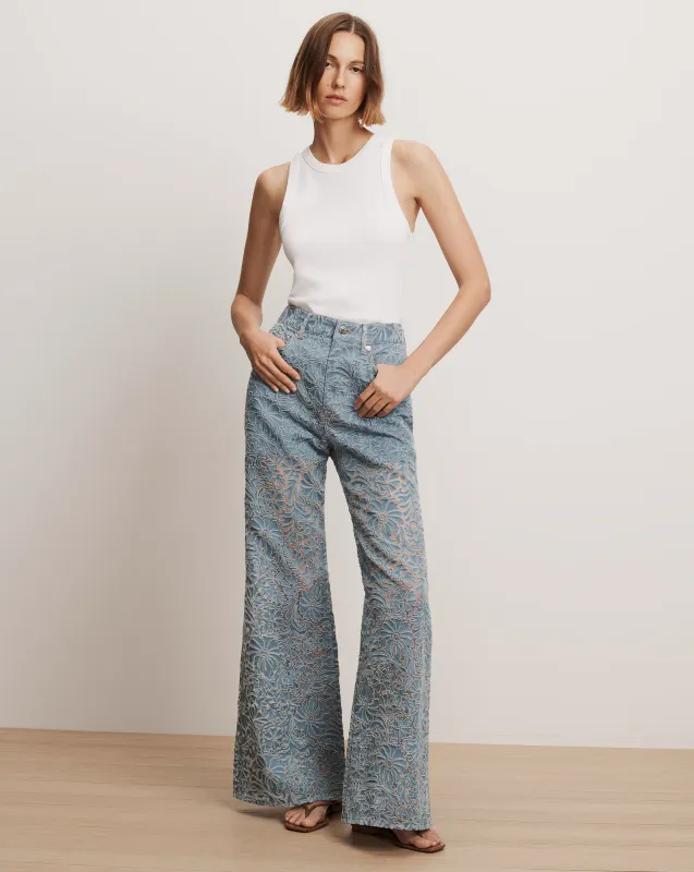 Taylor Burnout Wide-Leg Jean made by Veronica Beard