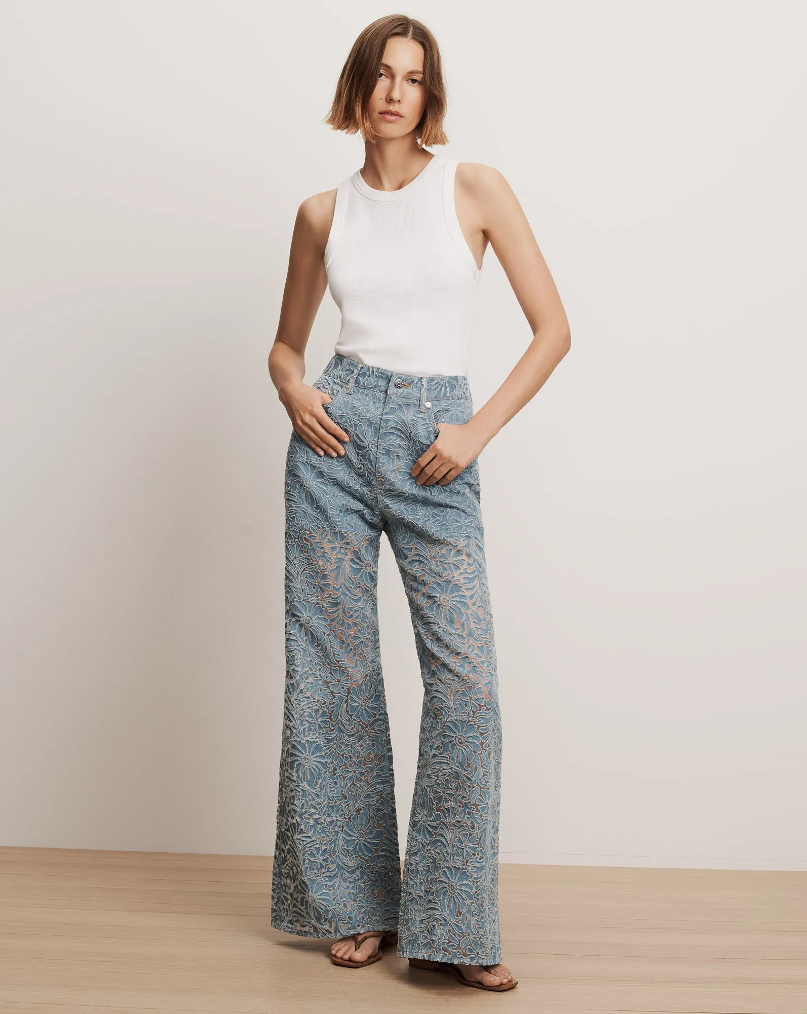 Taylor Burnout Wide-Leg Jean sold by Ulla Johnson