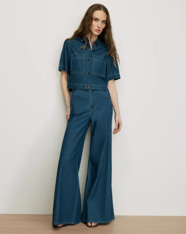 Digby Wide-Leg Chambray Pant made by Veronica Beard