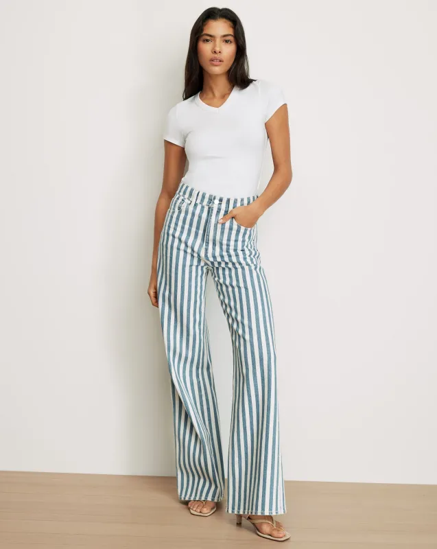Taylor Striped Wide-Leg Jean made by Veronica Beard