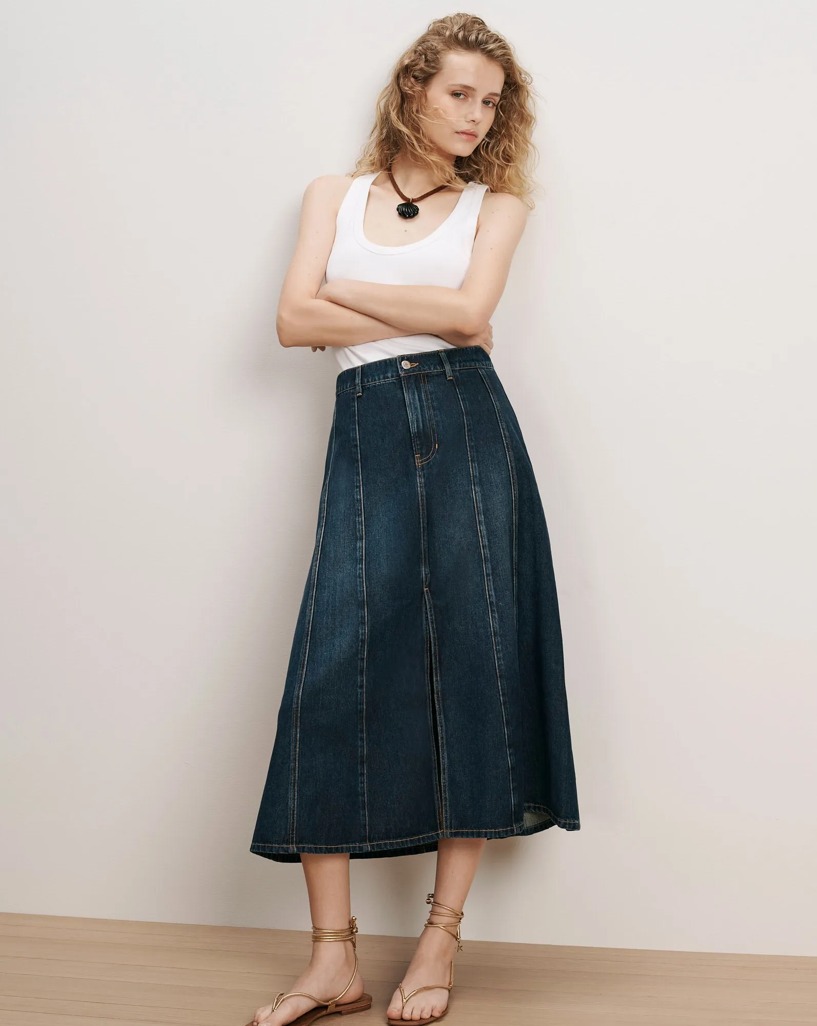 Nasreen Denim Midi Skirt sold by Ulla Johnson