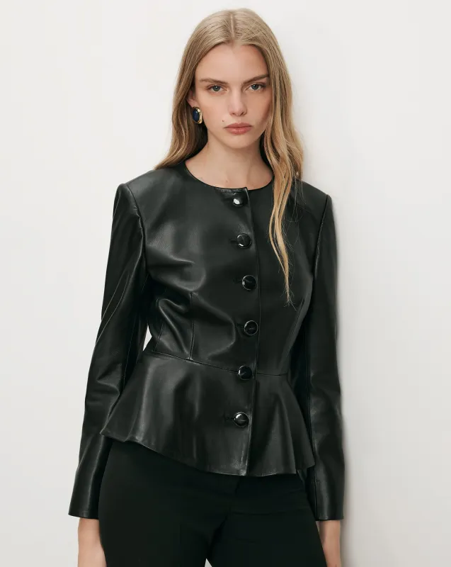 Quinn Leather Peplum Jacket made by Veronica Beard
