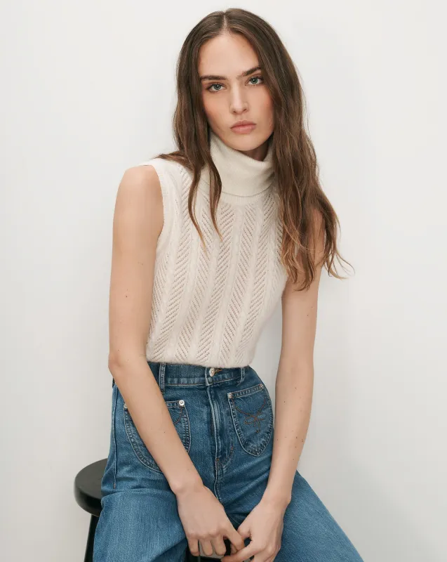 Mazzy Pointelle Sleeveless Sweater made by Veronica Beard