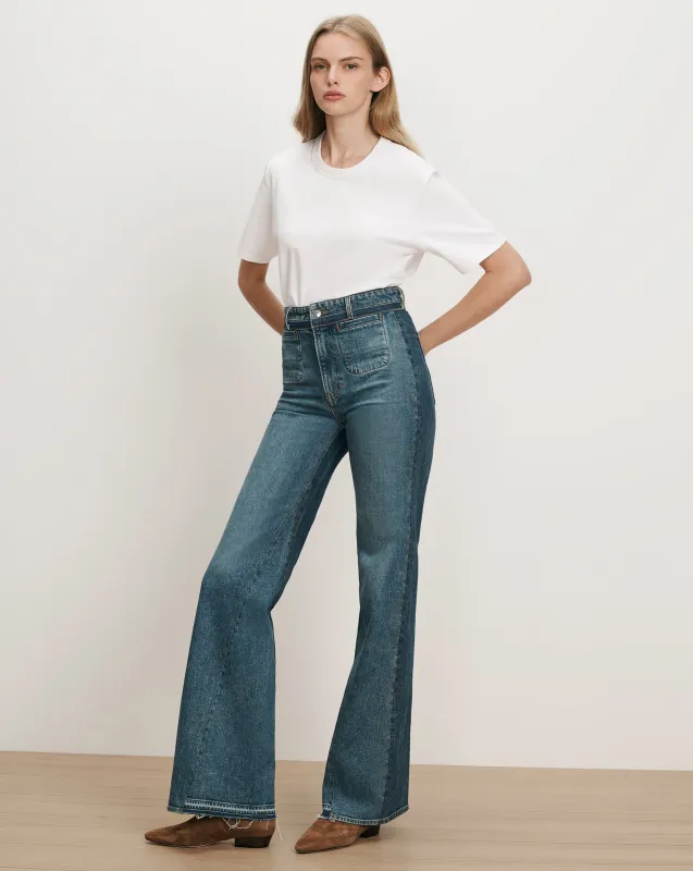 Crosbie Color-Block Slim Wide-Leg Jean made by Veronica Beard