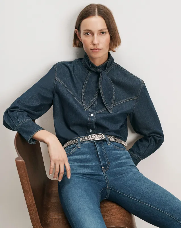Genetta Chambray Button-Down Shirt made by Veronica Beard