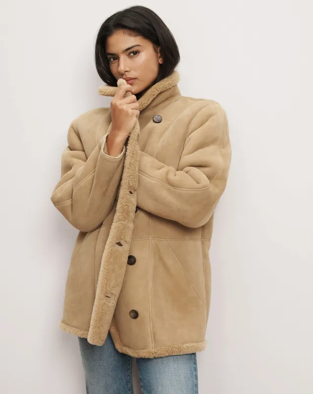 Lavington Suede Shearling Coat made by Veronica Beard