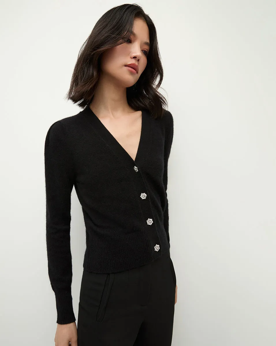 Solene Rhinestone-Button Cashmere Cardigan sold by Ulla Johnson