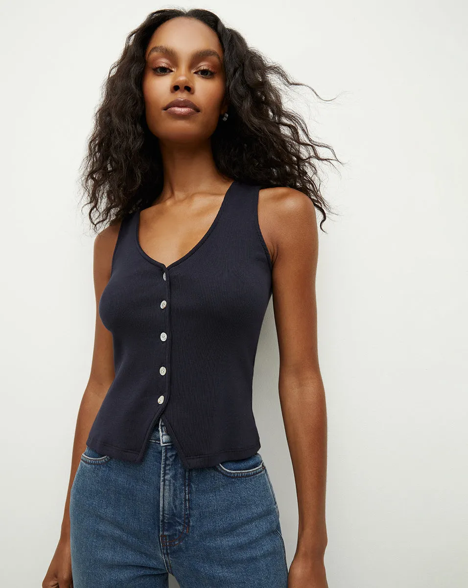 Hoorne Button-Down Tank Top sold by Ulla Johnson