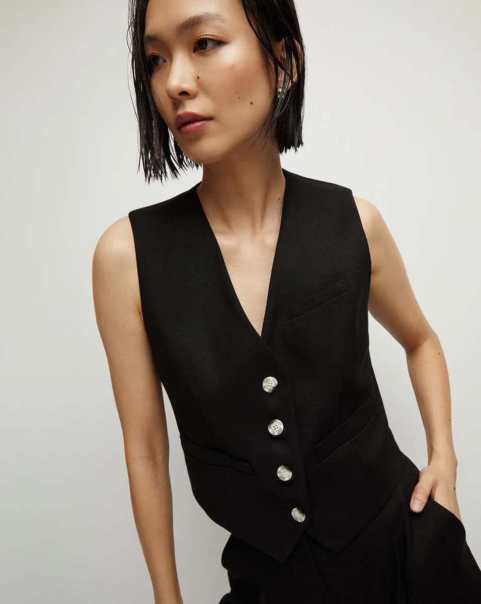 Bennett Twill-Linen Vest sold by Ulla Johnson