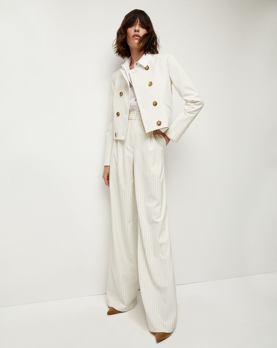 Winslow Pinstriped Collarless Jacket sold by Ulla Johnson product image thumbnail 4