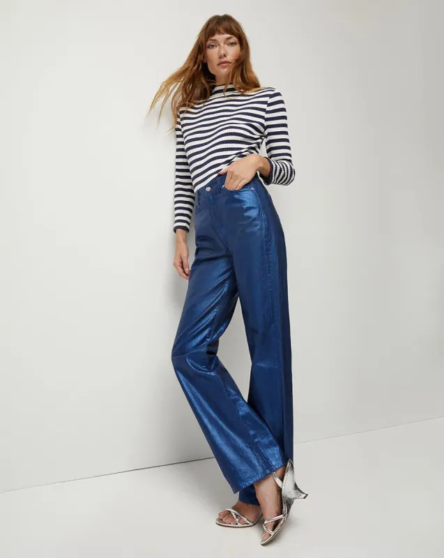 Dylan Straight-Leg Jean | Metallic Coating sold by Ulla Johnson